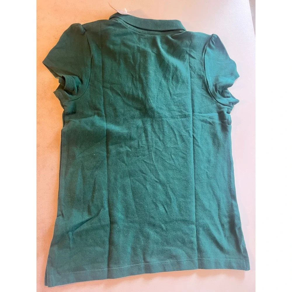 The Childrens Place Girls 2 Pack Ruffle Polo Shirts Wht Grn Size L Uniform NWT